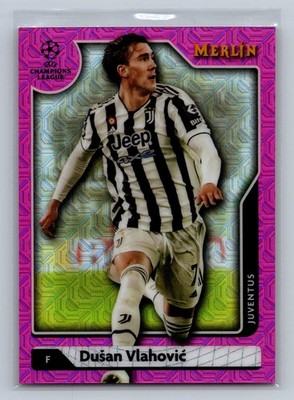 2021-22 Topps Merlin Chrome UEFA #92 Dušan Vlahović Pink Mojo /275