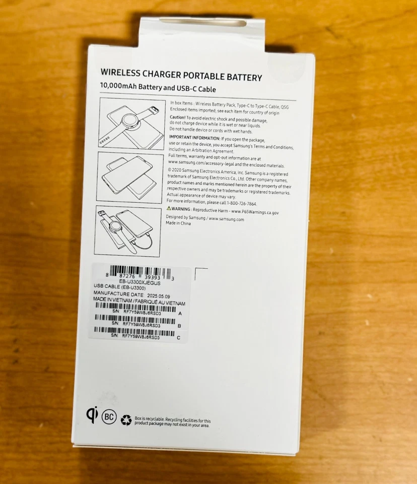 NUEVO Banco de alimentación rápida inalámbrico portátil Samsung EB-U3300 10000mAh 25W - plateado Foto 3 de 4