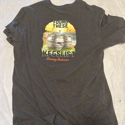 Tommy Bahama ''Found These on Kegslist'' SS T-Shirt Men's XL Gray Beer Keg Party