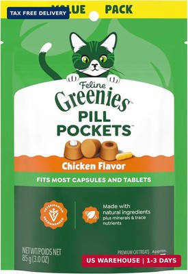 Greenies Feline Pill Pockets Soft Cat Treats, Chicken Flavor, 85 Count | #1 vet-