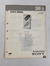 Vintage Sony SRF-3 Sports Walkman Radio FM Receiver Service Manual Original 