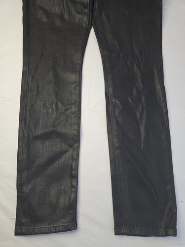 LOFT Jeans Black Shiny Shimmer Denim Mid Rise Skinny Bikercore 28/6P - Picture 13 of 22