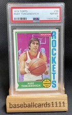 1974 Topps #28 RUDY TOMJANOVICH PSA 8 HOF  Houston Rockets BB4