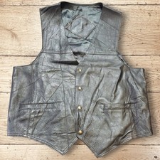 Womens Vintage Canskor Soft leather Waistcoat S 10 Black Cowboy Vest Biker Cut