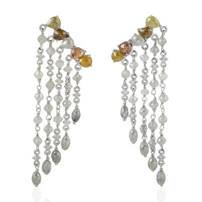 Natural Ice Diamond Ear Climber Design Chandelier Earrings In 18k White Gold