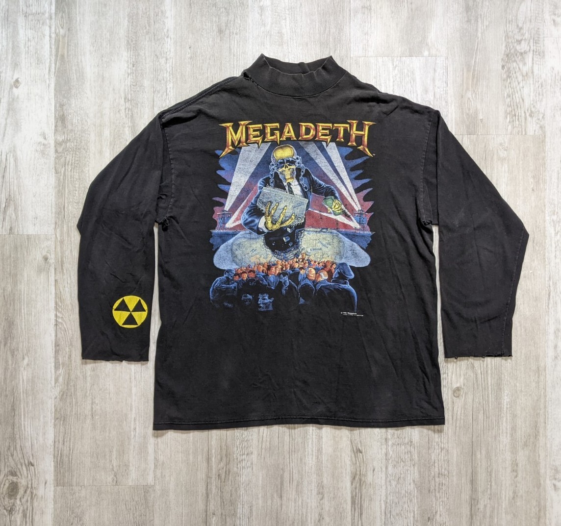 megadeth メガデス brockum vintage Tシャツ L Vintage 1990 Megadeth Brockum Rust In Peace Era Mock Neck T