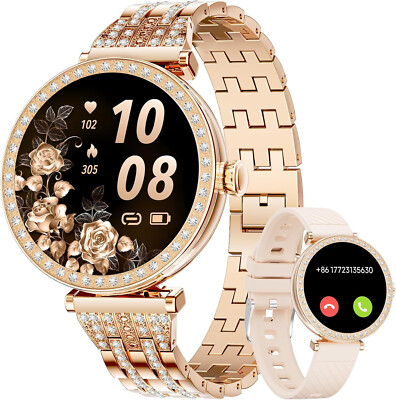 Smartwatch Damen mit Telefonfunktion Armbanduhr Wasserdicht für Android IOS