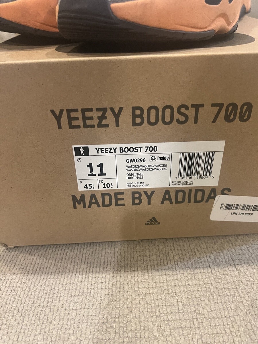 Size 11 adidas Yeezy Boost 700 Wash Orange 195735188045|