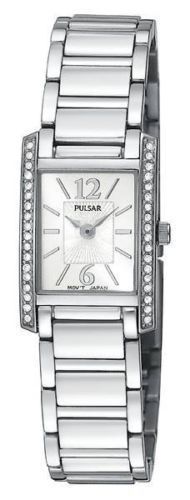 Pulsar Silver Watch with Crystal Accents and White Strap s-l400.jpg main image 4