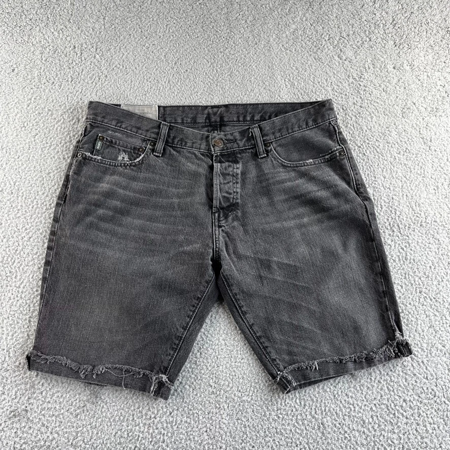 Abercrombie & Fitch Shorts Mens 36 (actual 37) Gray Denim Skinny Button Fly Y2K