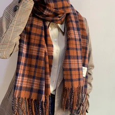 Versatile Tassel Plaid Scarf Plus Warm Winter Shawl Scarf Gift for Men and Women