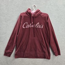 Cabela's Women Hoodie L Red Long Sleeve Logo Cotton Polyester Fleece Pullover
