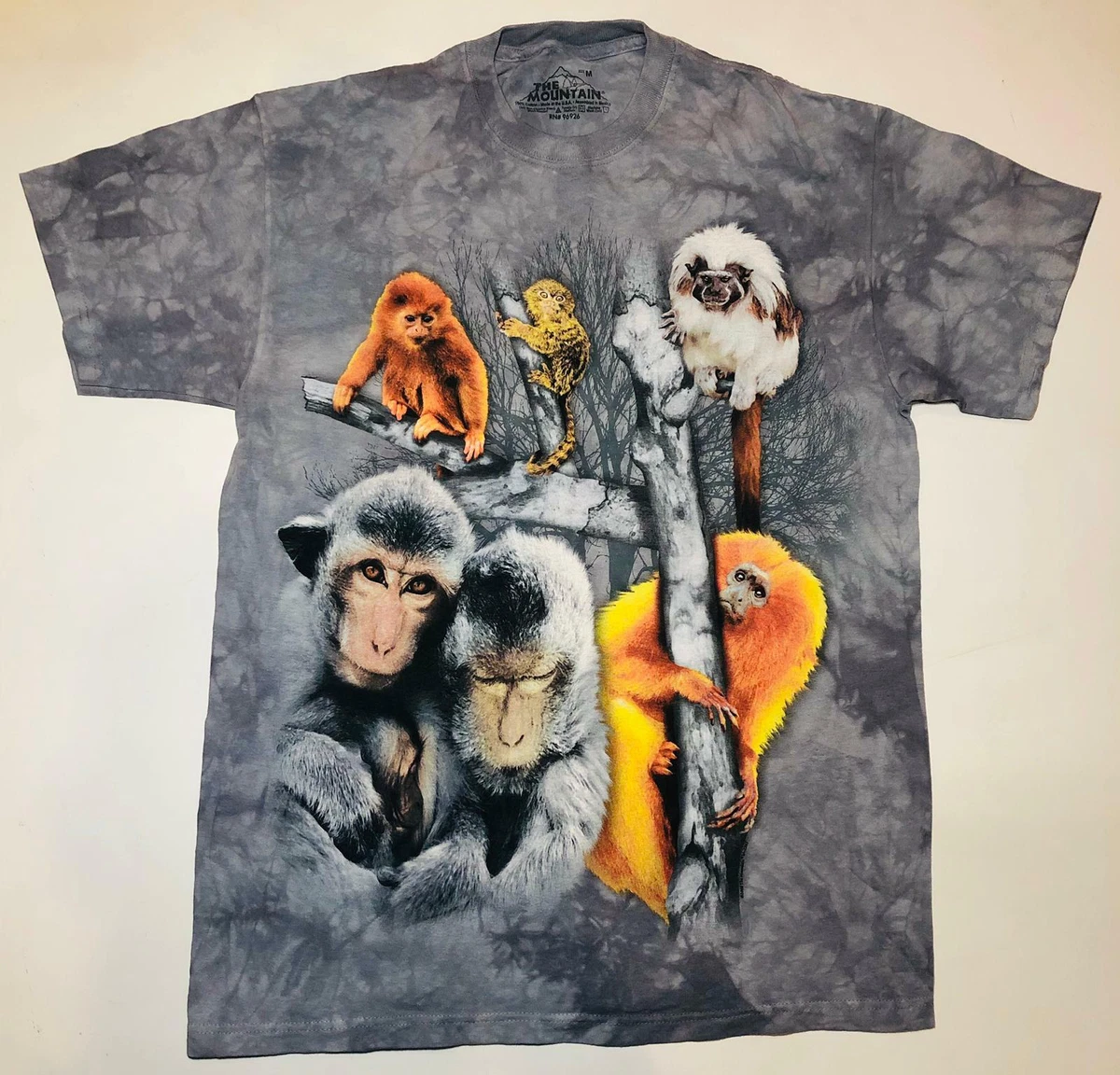 Monkey Collage Primate Jungle Baboon Grey Animal Mountain T Shirt