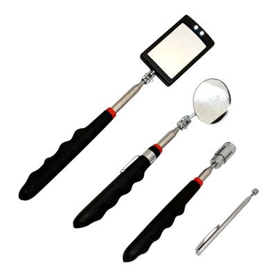 360° Inspection Mirror LED Light Telescoping Mirrors Auto Extend Mechanic Tools 