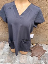BEYOND Scrubs Sunny V-neck PEWTER Scrubs Top w/ 3 Pockets - Women's Sz S NEW