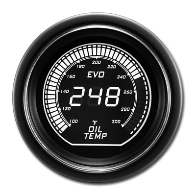 EVO 52mm 2-1/16'' Digital Oil Temperature Gauge 100 ~ 300 °F White & Green LCD