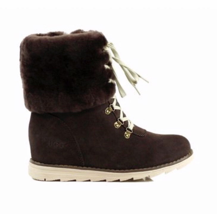 UGG 💜💜💜 $350 EU 38 Or 7 Suede Ankle Booties Sheepskin Wool Brown Vivian