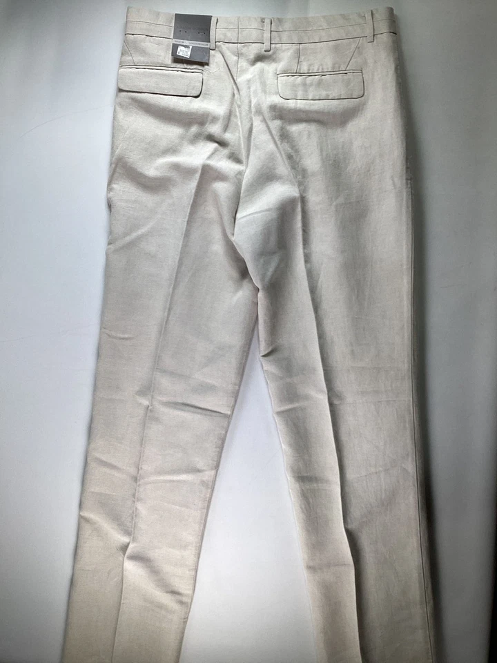Pantalones de lino beige Martin Gordon para hombre 36W NUEVO Foto 2 de 4