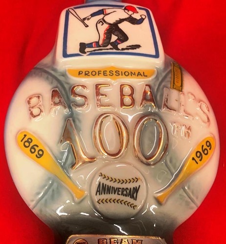 Jim Beam Decanter Professional Baseball's 100th Anniversary 1869 - 1969 Empty - Picture 5 of 7