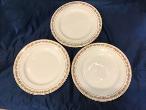 ANTIQUE LIMOGES CHINA 3 LUNCHEON SALAD PLATES 7.75” PINK ROSES BASSETT AUSTRIA
