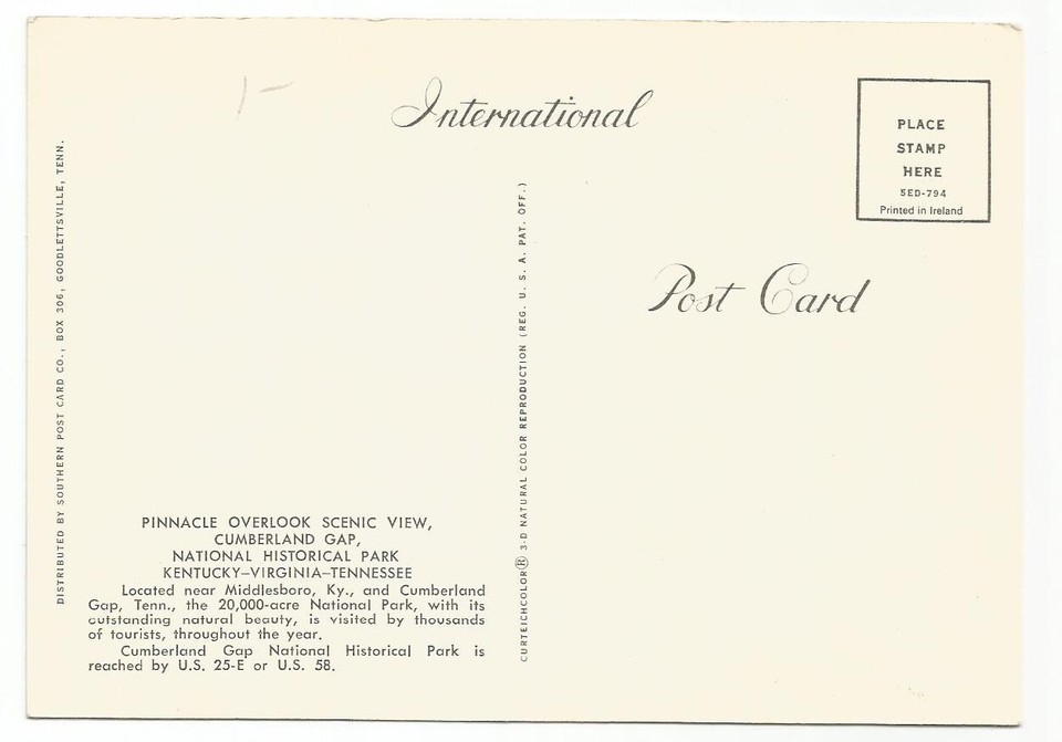 Cumberland Gap TN Postcard KY VA eBay