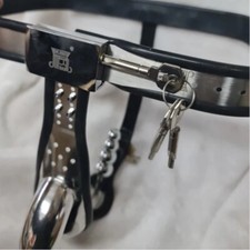 Mann Edelstahl Keuschheitsgürtel Einstellbare Gerät BDSM Penis Käfig Perlen Plug