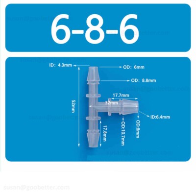 T Joiner Piece T T 3 Vie Plastica Tubo Barba Connettore Tubo Adattatore