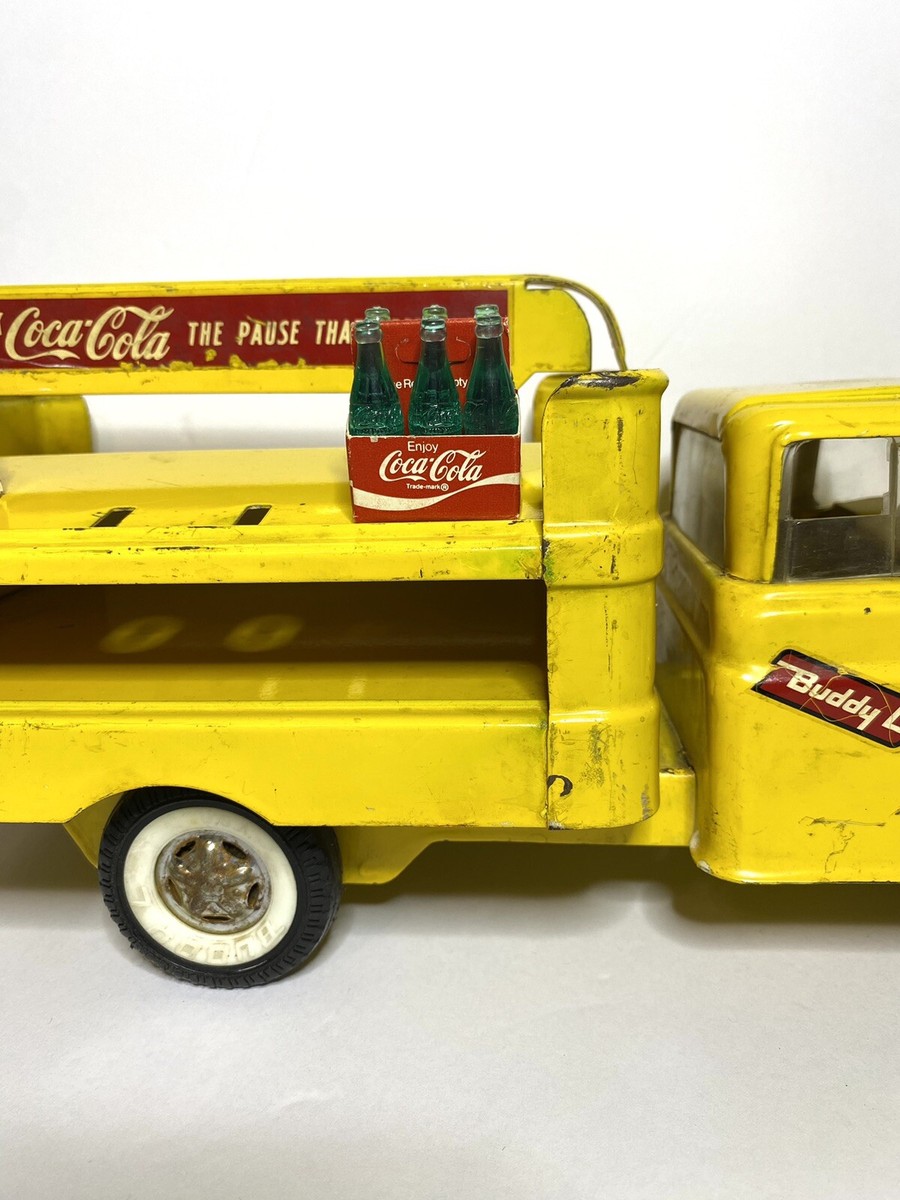 Vintage 1960's Buddy L Yellow Coca Cola Pressed Steel Ford