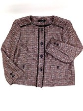 210 Nine West Women'S Brown Four-Button Collarless Blazer Jacket Size 6