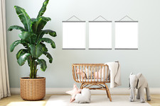 Wooden Magnetic Poster Hanger Frame Gray , Multiple Sizes