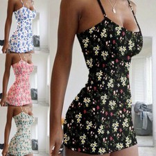 Women Bodycon Mini Dress Spaghetti Strap Sexy Party Club Summer Beach Sundress
