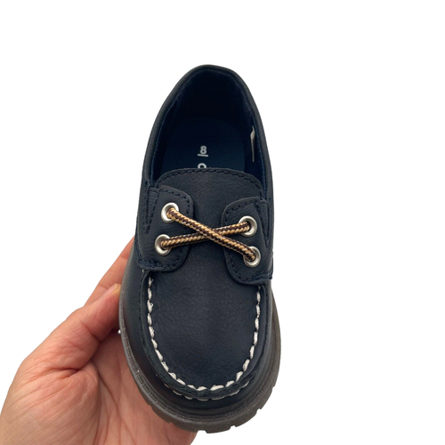 Carters Toddler Boy's Boat-Dress Shoes Size 8 Navy Blue Slip on Casual & Comfy - Picture 3 of 11