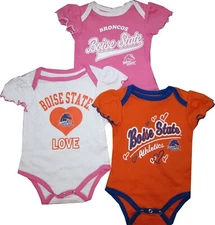 New Boise State Broncos 3pc Love Pink Creeper Set Infant baby Girls