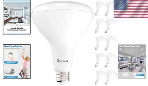 10 Pack Sunco BR40 LED Bulbs - Dimmable Indoor Lighting, 1400 LM, UL Certified - Picture 2 of 9
