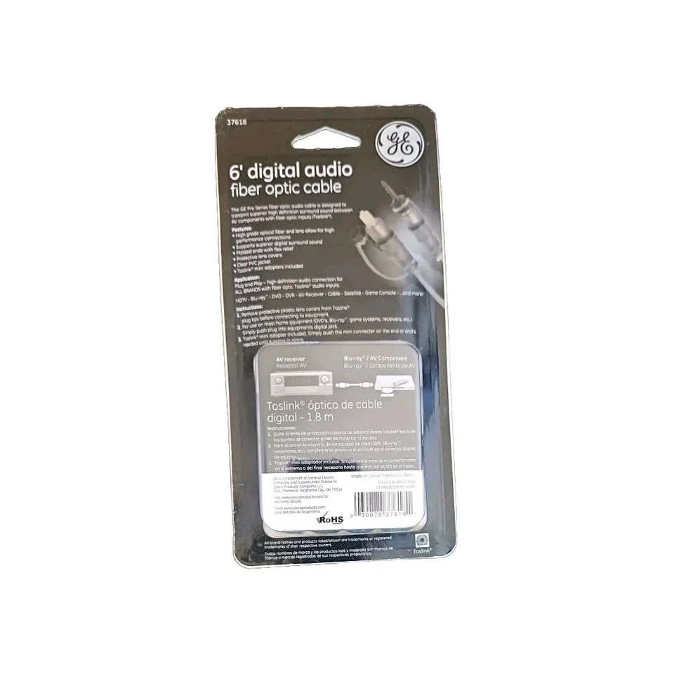 1 GE Pro Digital HD Audio Fiber Optic 6 FT Toslink -Factory Sealed B3 #37618 NEW - Image 2 of 2