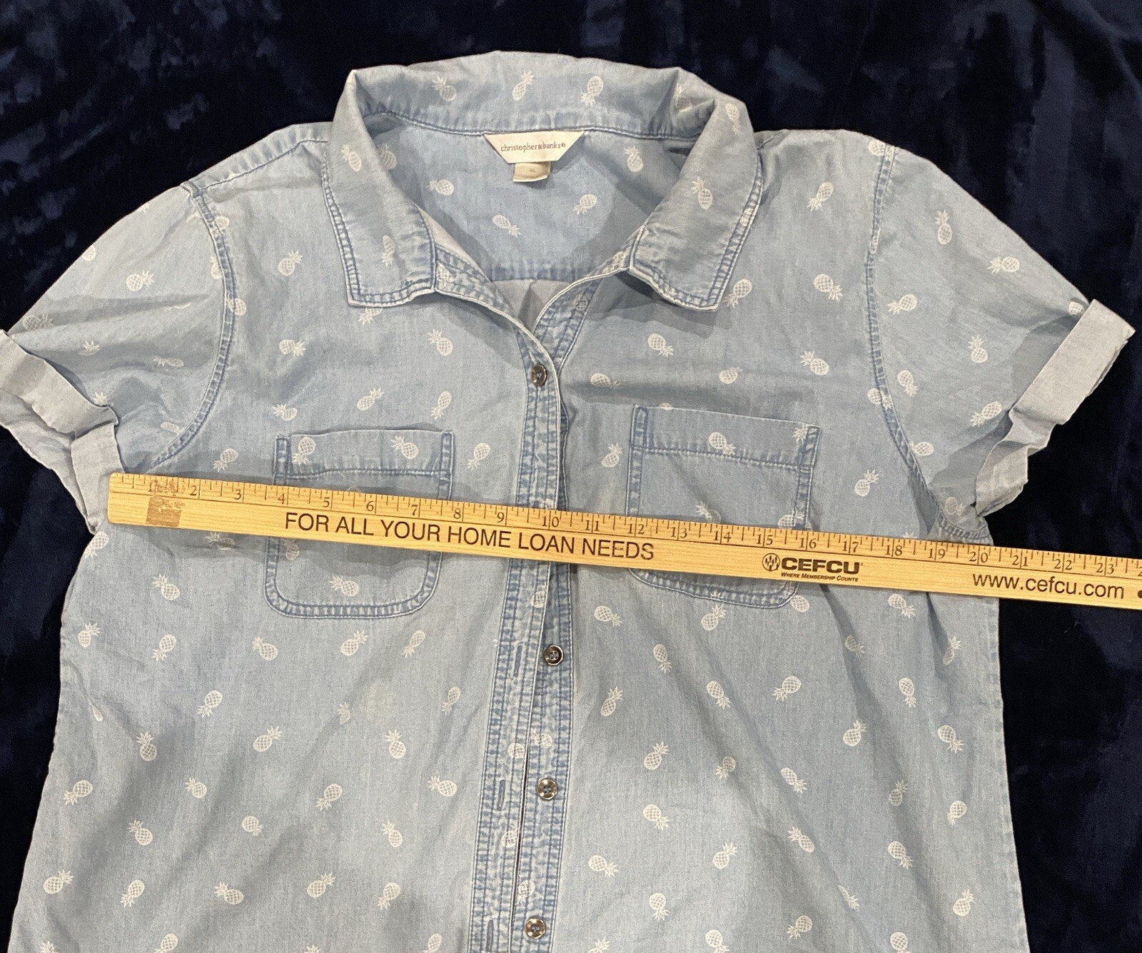 Pineapple Christopher & Banks Button Down Pineapp… - image 3