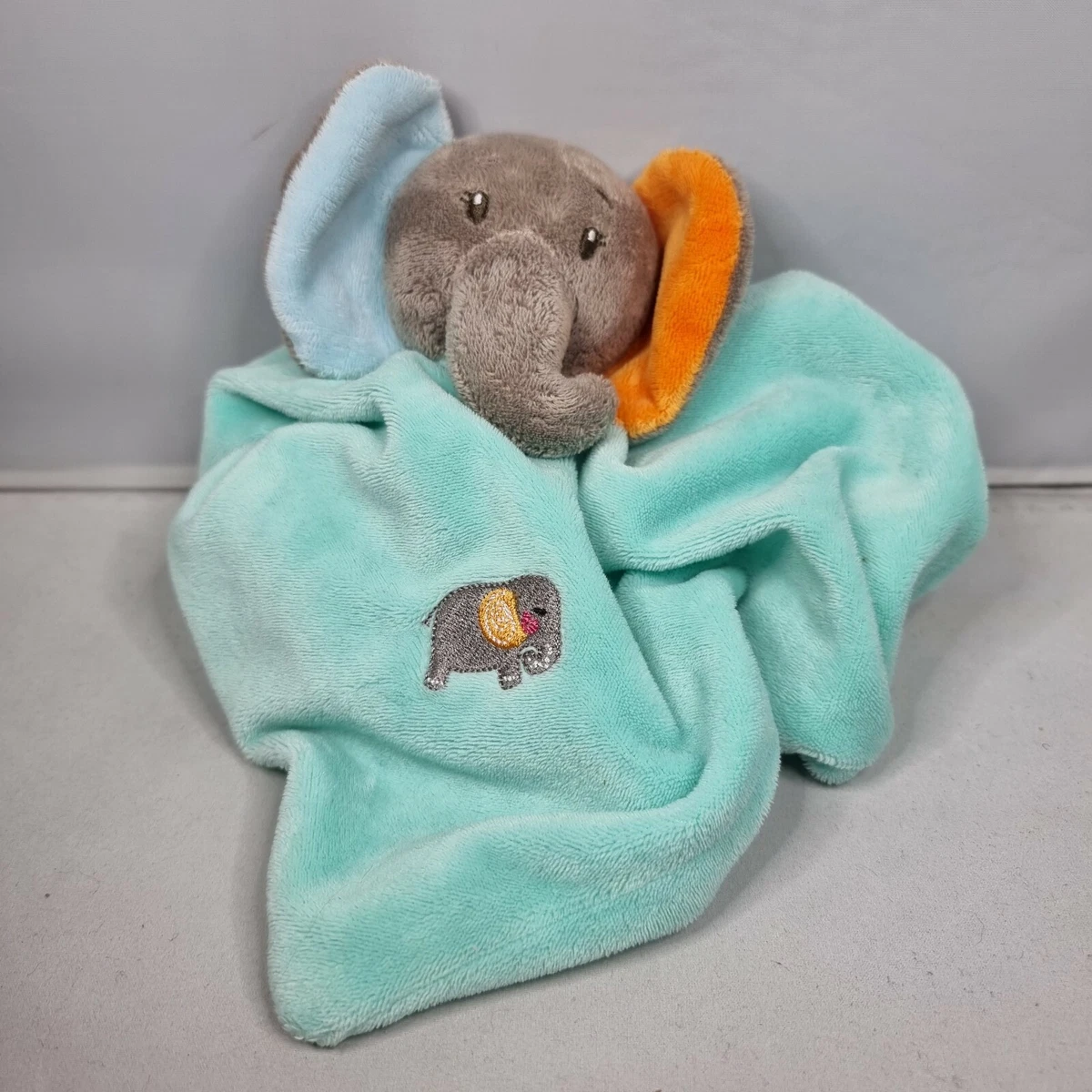 Card Factory Teeny Wonders Blue Elephant Soft Rattle Baby Blanket Comforter