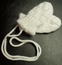 Vintage Hand Knitted Baby Size Mittens
