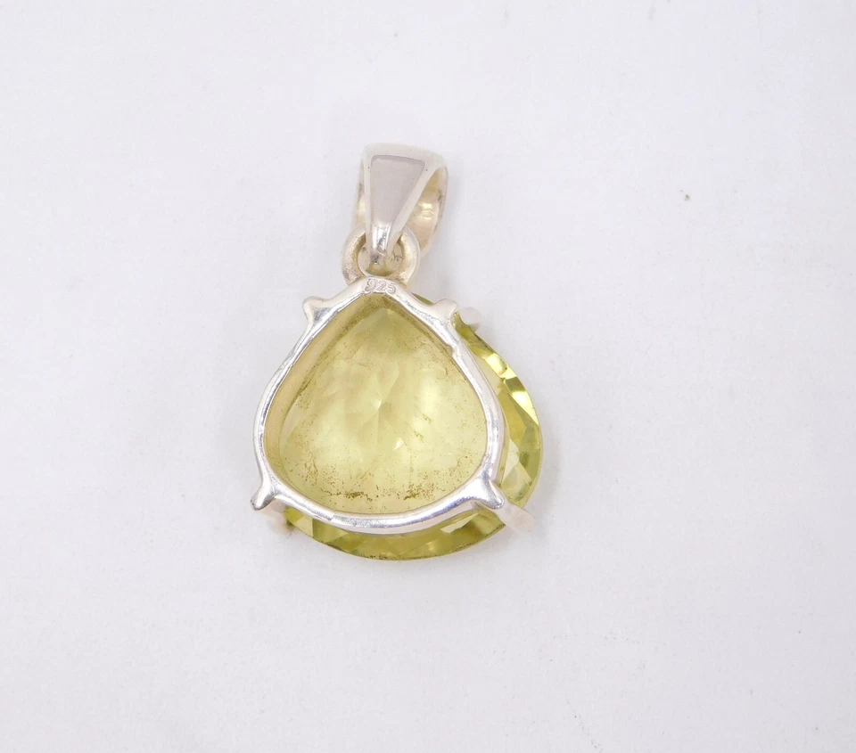Colgante fino de cuarzo limón natural de plata de ley 925 de 4,90 gm tamaño 1" Foto 2 de 3
