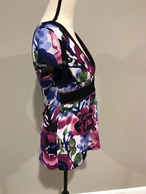 Blouse Femme Maurice's à Manches Courtes - Imprimé Floral, Taille S, Neuf Avec étiquettes