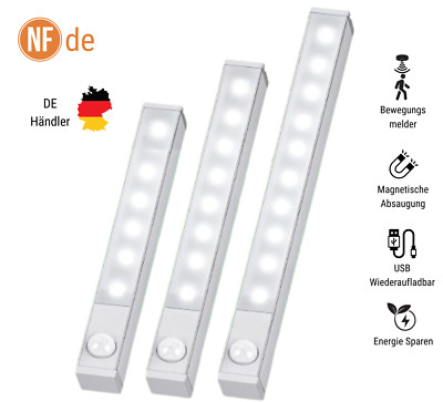 LED Unterbauleuchte mit Bewegungsmelder USB AKKU Küche Schrank Nachtlampe Magnet