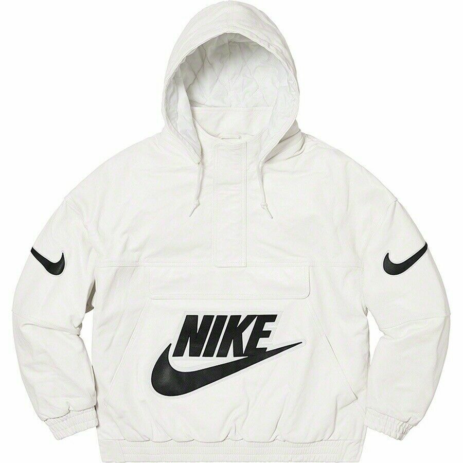 Nike X Supreme Mens Leather Bomber Jacket/Anorak White/Sail Nike X Supreme Mens Leather Bomber Jacket/Anorak White/Sail