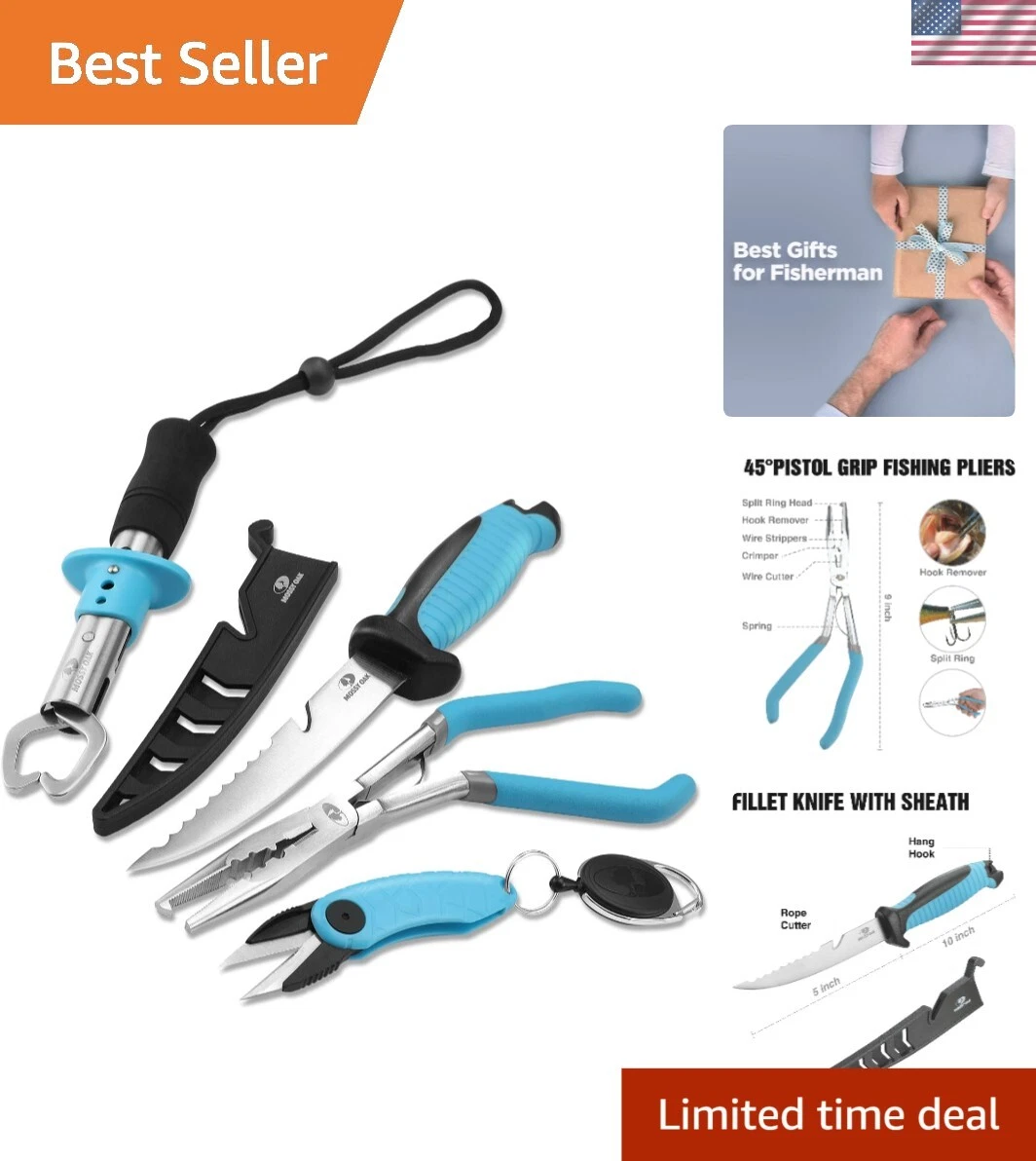 Essential Fishing Tool Kit: Pliers, Snip, Gripper, and Knife - Great Gift Idea