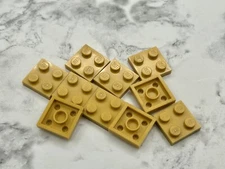 Lego Parts Lot (10) ~ Pearl Gold Plate 2 x 2 ~ No 3022