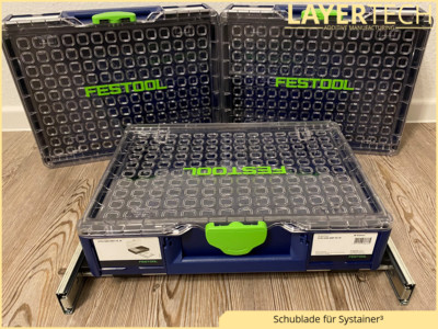 Schublade mit 400 mm Vollauszug für Systainer³ M - zB für Tanos, Festool, Bott