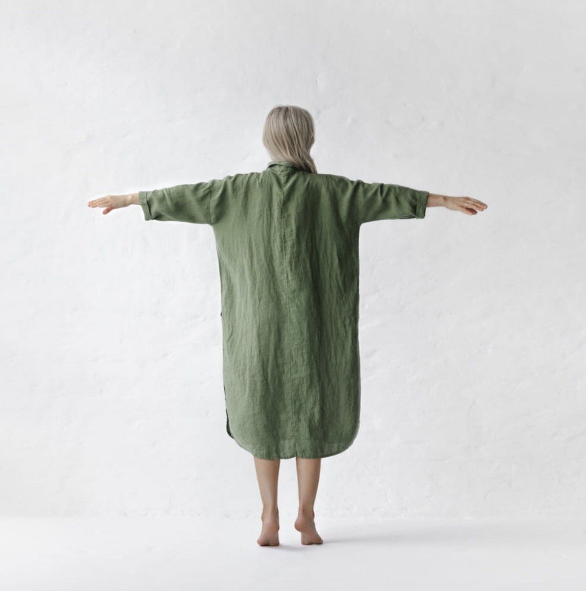 Seaside Tones Linen Shirt Dress Khaki Size M Seaside Tones Linen Shirt Dress Khaki Size M