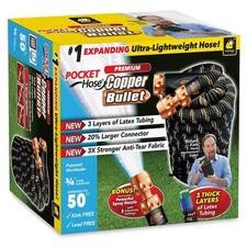 Pocket Hose Copper Bullet with Thumb Spray Nozzle Expands to 50ft