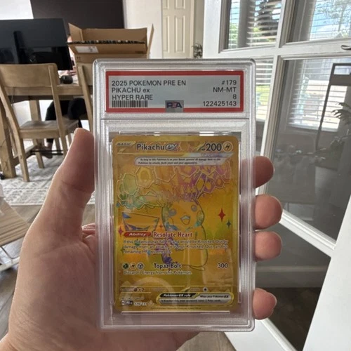 PSA 8 Pikachu ex 179/131 Sv: Prismatic Evolutions Hyper Rare Holo 2025