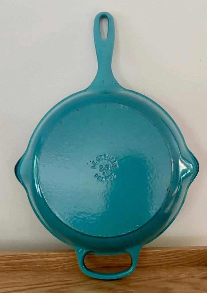 Le Creuset Caribbean Turquoise Blue Cast Iron 26 10.25" Round Grill Pan Skillet