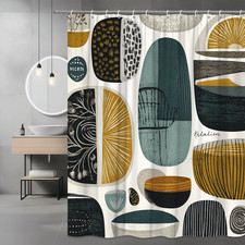Abstract Boho Shower Curtain Mid Century Geometric Print